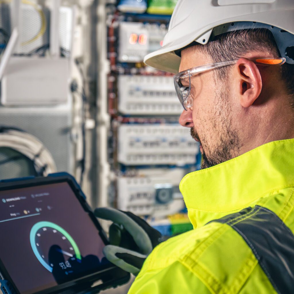 engineer testing the network