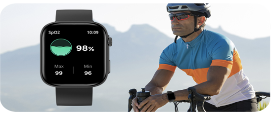 a man on a cycle with a smart watch